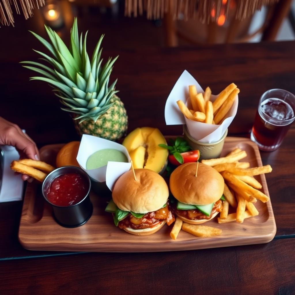 Tiki bar snacks platter